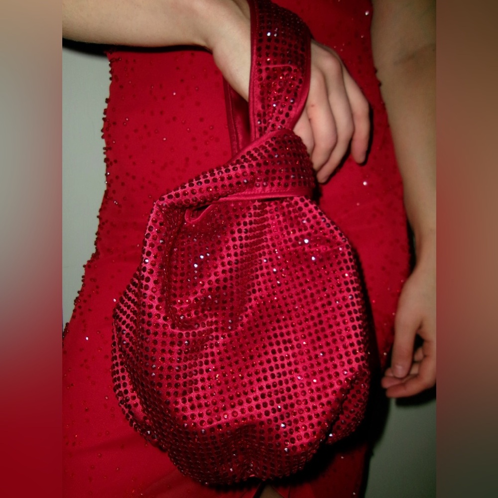 RED CRYSTAL J CREW "SANTORINI" HANDBAG